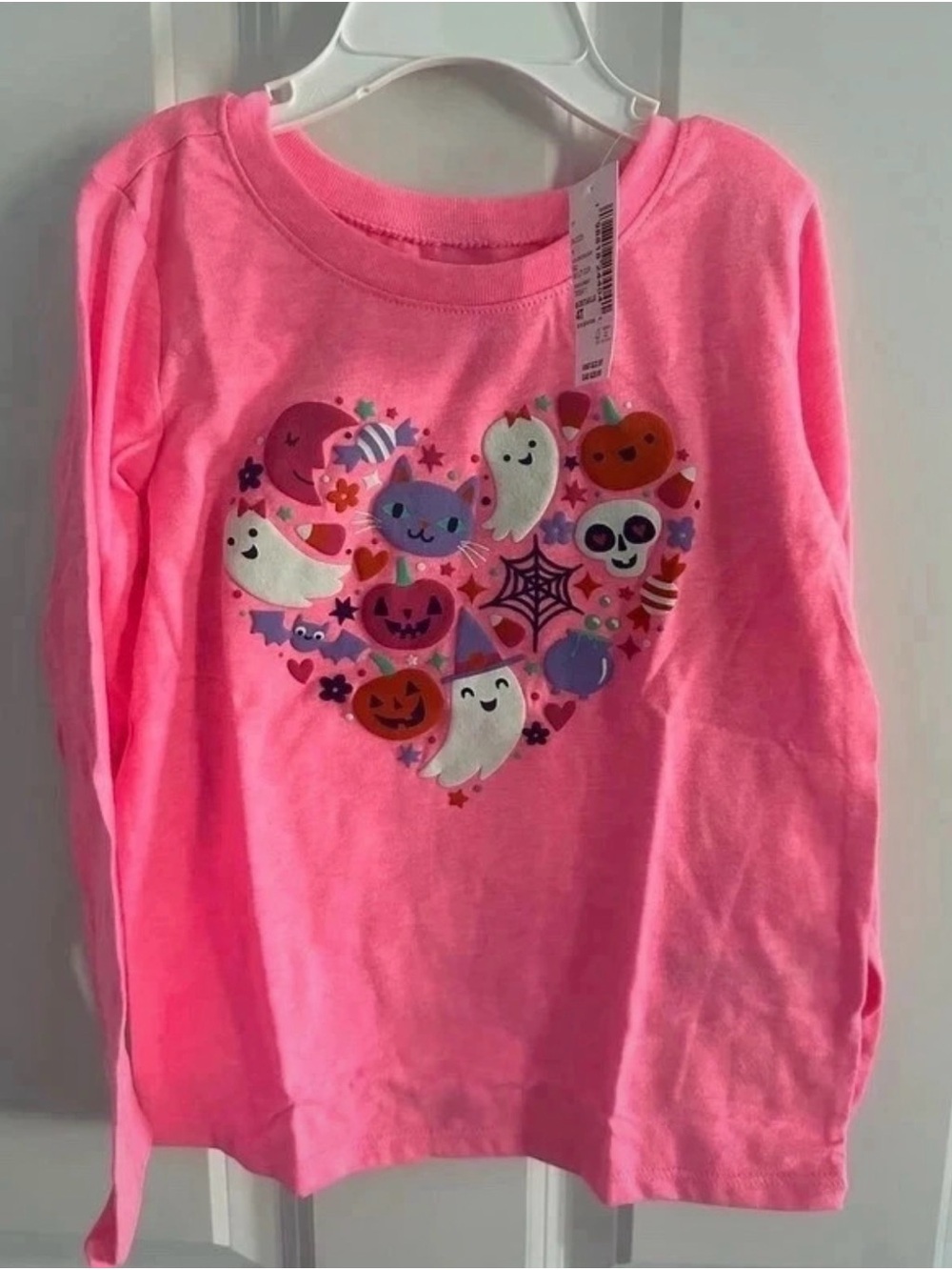 The Children's Place Bright Pink Halloween Heart Long Sleeve Tee